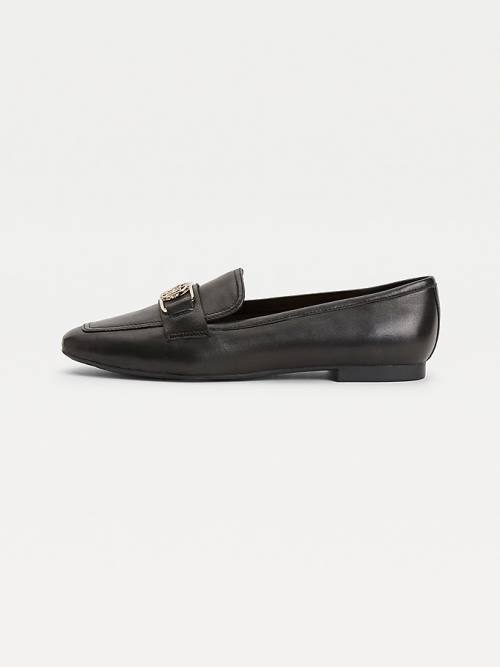 Black Tommy Hilfiger Essential Monogram Women's Loafers | TH485IGC