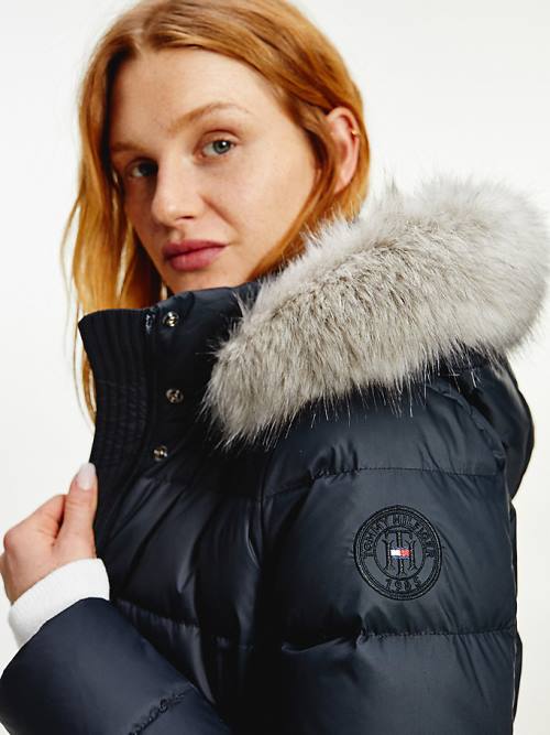 Black Tommy Hilfiger Essential Monogram Down-Filled Women's Jackets | TH860RGI