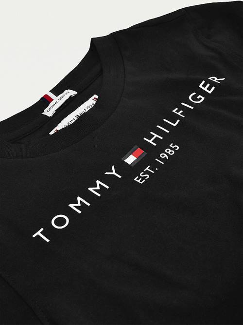 Black Tommy Hilfiger Essential Organic Cotton Logo Boys' T Shirts | TH283XND