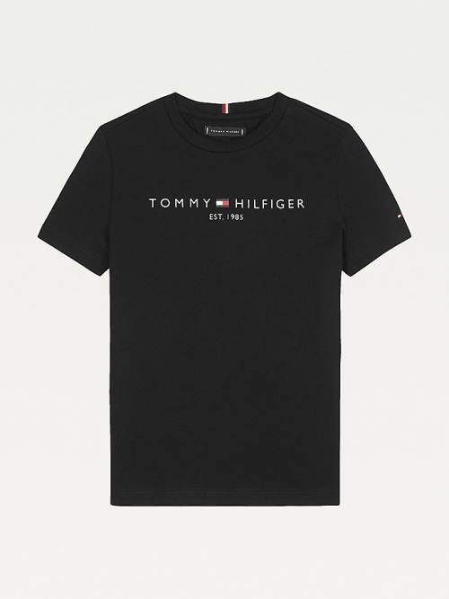 Black Tommy Hilfiger Essential Organic Cotton Logo Boys\' T Shirts | TH283XND