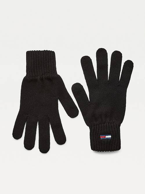 Black Tommy Hilfiger Essential Organic Cotton Women\'s Gloves | TH572XWS