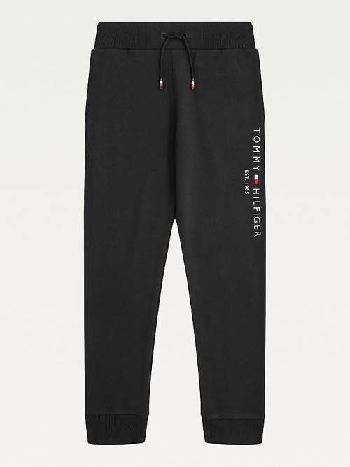 Black Tommy Hilfiger Essential Organic Cotton Logo Joggers Boys\' Pants | TH712PAW