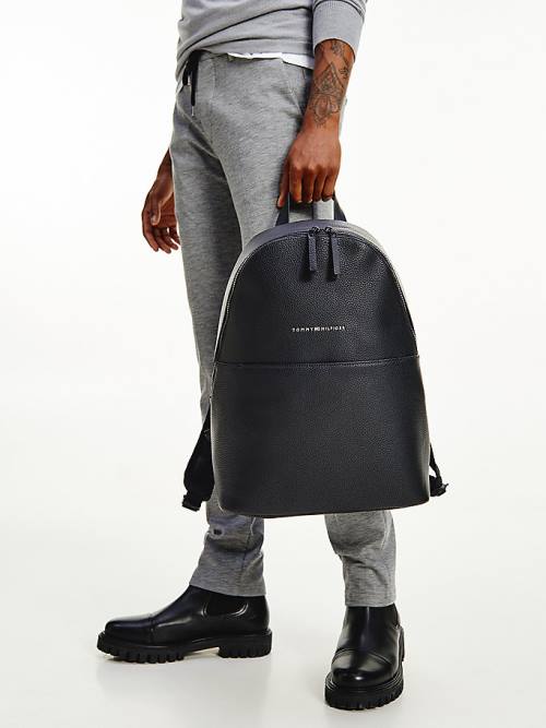 Black Tommy Hilfiger Essential Pebble Grain Backpack Men's Bags | TH721JWH