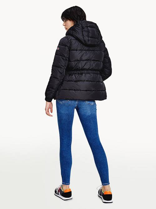 Black Tommy Hilfiger Essential Recycled Hooded Down Puffer Women's Jackets | TH945AIJ