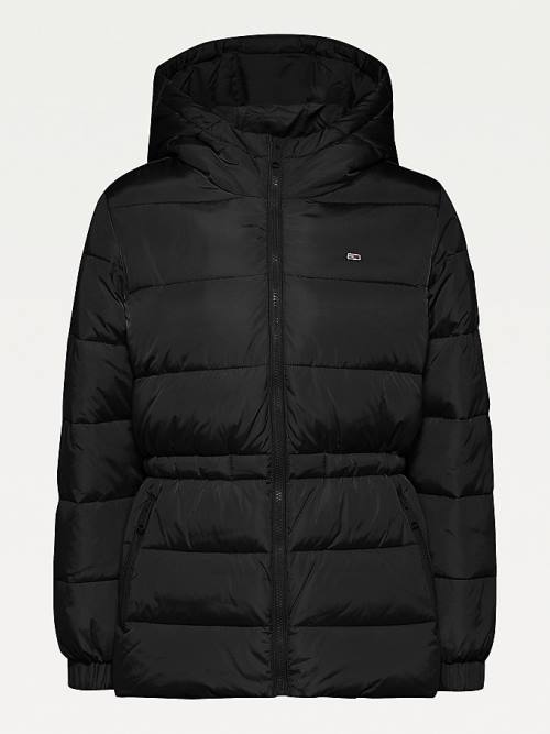 Black Tommy Hilfiger Essential Recycled Hooded Down Puffer Women's Jackets | TH945AIJ