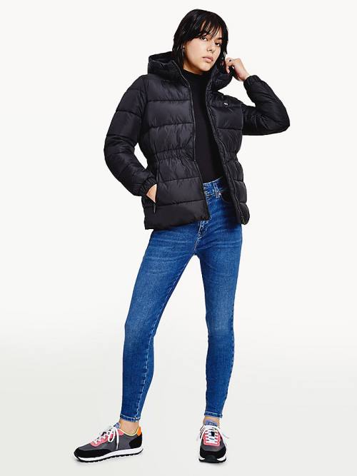 Black Tommy Hilfiger Essential Recycled Hooded Down Puffer Women\'s Jackets | TH945AIJ