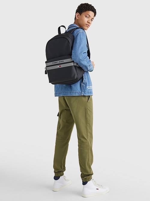 Black Tommy Hilfiger Essential Reflective Backpack Men's Bags | TH102DSV