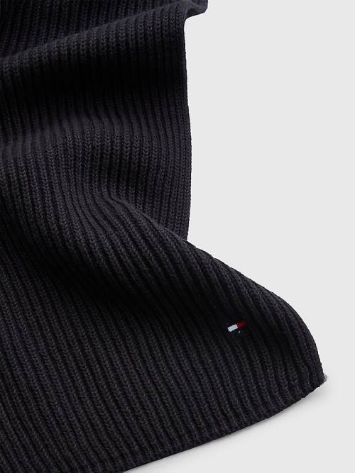 Black Tommy Hilfiger Essential Rib-Knit Men's Scarves | TH239BZN