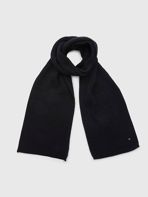 Black Tommy Hilfiger Essential Rib-Knit Men\'s Scarves | TH239BZN