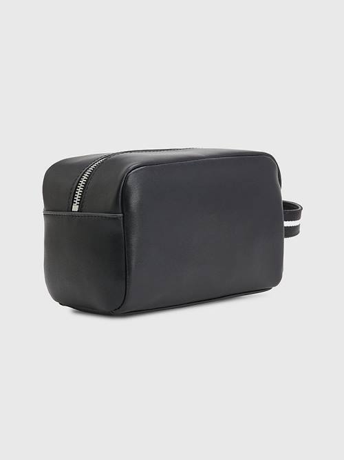 Black Tommy Hilfiger Essential Side Handle Washbag Men's Bags | TH570UMT