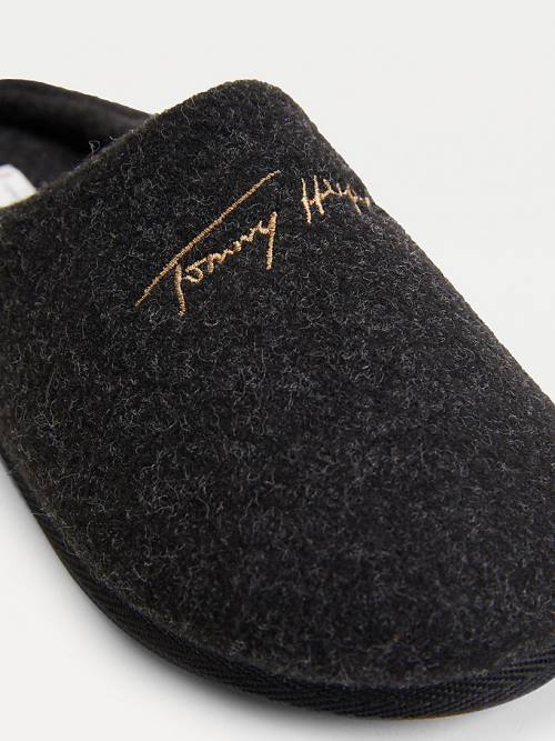 Black Tommy Hilfiger Essential Signature Home Women's Slippers | TH870DOA