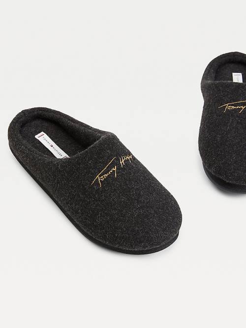 Black Tommy Hilfiger Essential Signature Home Women's Slippers | TH870DOA