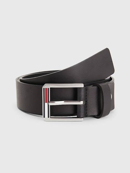 Black Tommy Hilfiger Essential Signature Buckle Leather Men\'s Belts | TH965XML