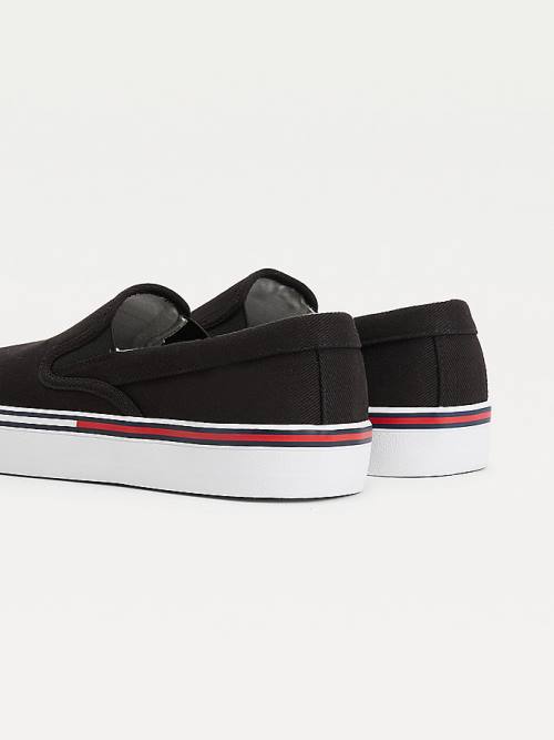 Black Tommy Hilfiger Essential Signature Slip-On Men's Sneakers | TH971HBG