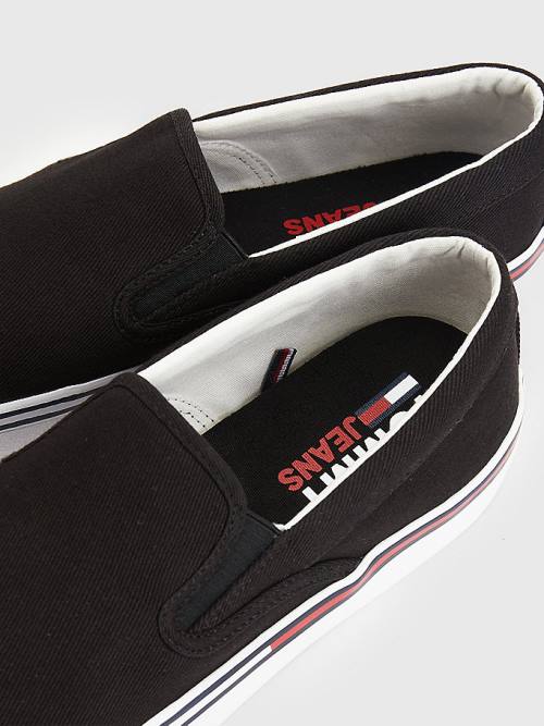 Black Tommy Hilfiger Essential Signature Slip-On Men's Sneakers | TH971HBG