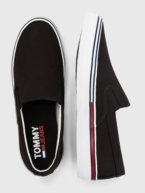 Black Tommy Hilfiger Essential Signature Slip-On Men's Sneakers | TH971HBG