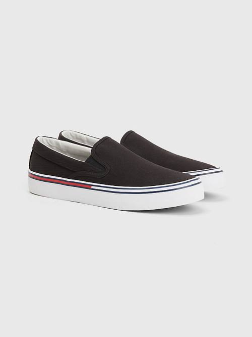 Black Tommy Hilfiger Essential Signature Slip-On Men\'s Sneakers | TH971HBG