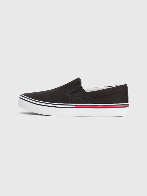 Black Tommy Hilfiger Essential Slip On Women's Sneakers | TH634YNP