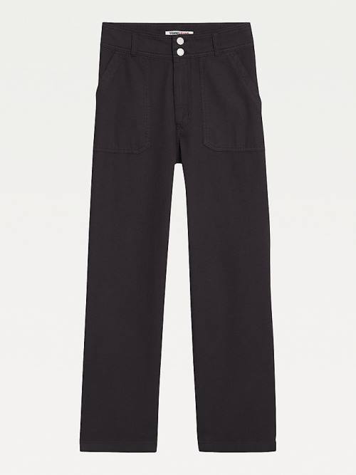 Black Tommy Hilfiger Essential Straight Leg Women's Pants | TH240VJK