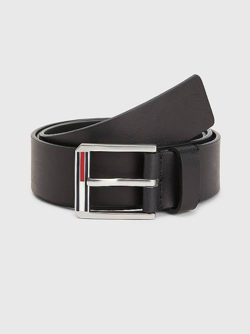 Black Tommy Hilfiger Essential Textured Leather Men\'s Belts | TH589XUV