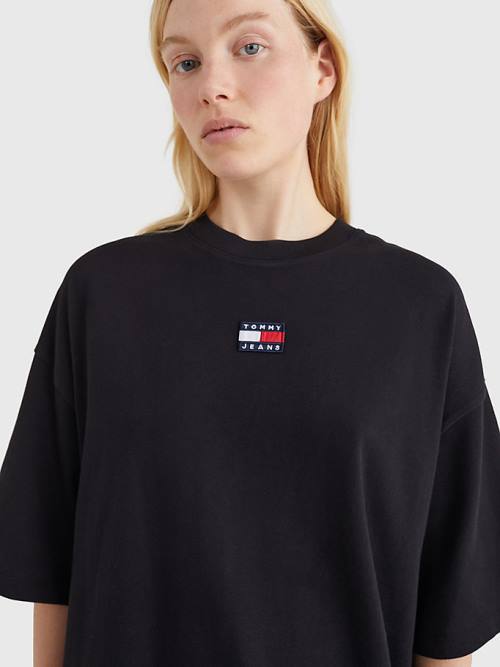 Black Tommy Hilfiger Essential Tommy Badge Mini Women's Dress | TH801OMP