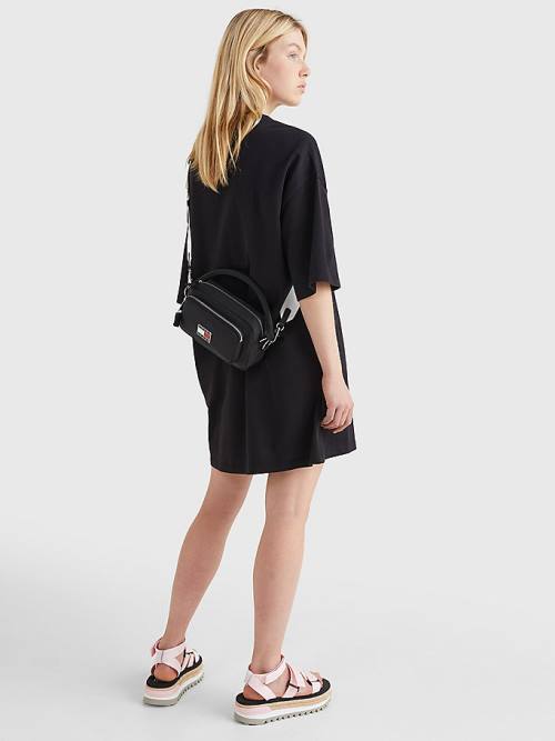 Black Tommy Hilfiger Essential Tommy Badge Mini Women's Dress | TH801OMP