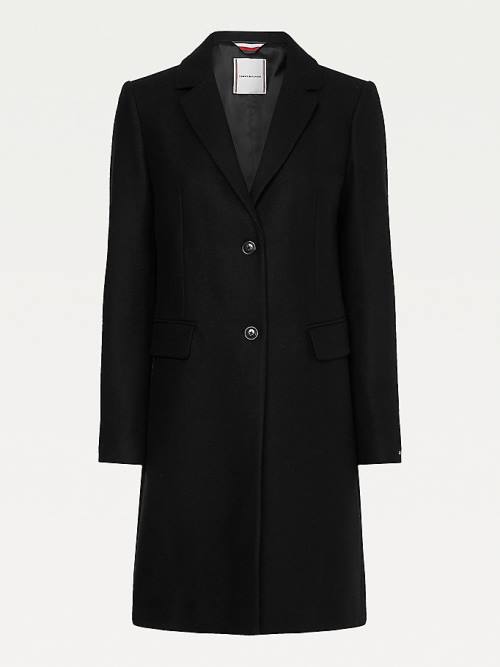 Black Tommy Hilfiger Essential Wool Blend Single Breasted Women's Coats | TH580NYX