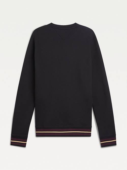 Black Tommy Hilfiger Exclusive Flag Logo Men's Sweatshirts | TH952ZHD