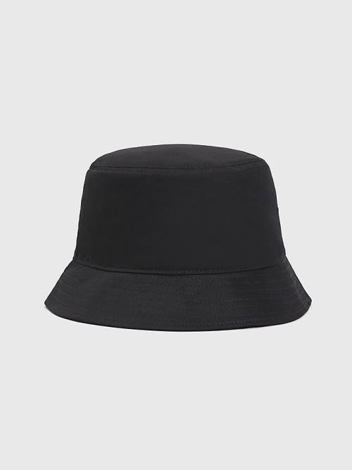 Black Tommy Hilfiger Flag Embroidery Bucket Men's Hats | TH258SWX