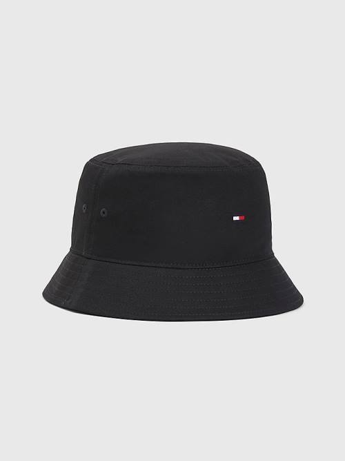 Black Tommy Hilfiger Flag Embroidery Bucket Men\'s Hats | TH258SWX