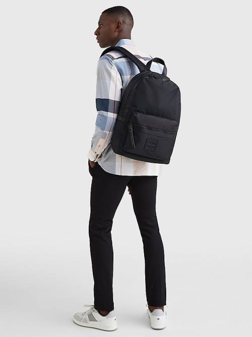 Black Tommy Hilfiger Flag Jacquard Backpack Men's Bags | TH081YGL