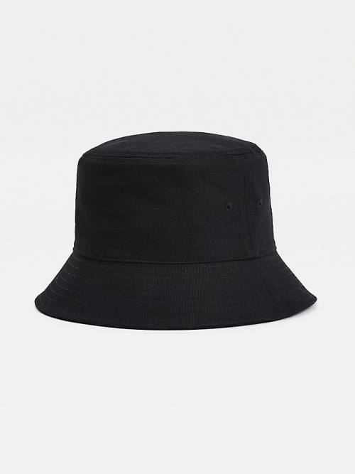 Black Tommy Hilfiger Flag Patch Bucket Women's Hats | TH602DMT