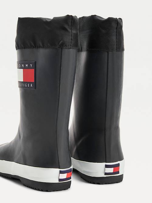 Black Tommy Hilfiger Flag Toggle Rain Boys' Boots | TH016IMG