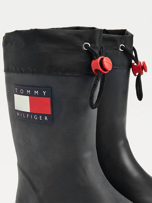 Black Tommy Hilfiger Flag Toggle Rain Boys' Boots | TH016IMG