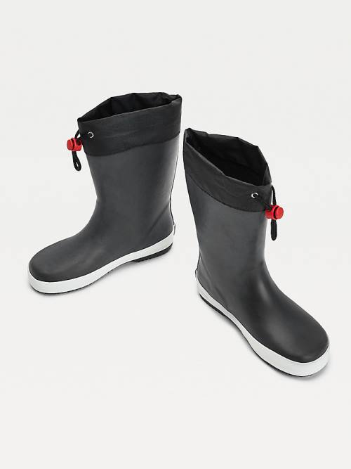 Black Tommy Hilfiger Flag Toggle Rain Boys' Boots | TH016IMG