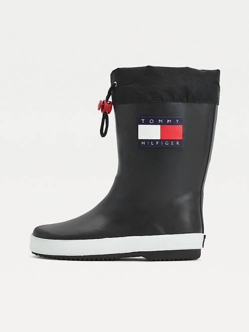 Black Tommy Hilfiger Flag Toggle Rain Boys' Boots | TH016IMG