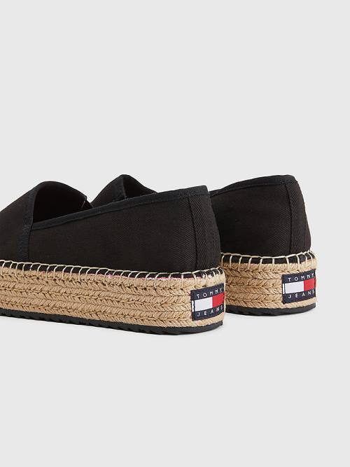 Black Tommy Hilfiger Flatform Espadrilles Women's Loafers | TH189KAR