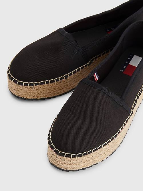 Black Tommy Hilfiger Flatform Espadrilles Women's Loafers | TH189KAR