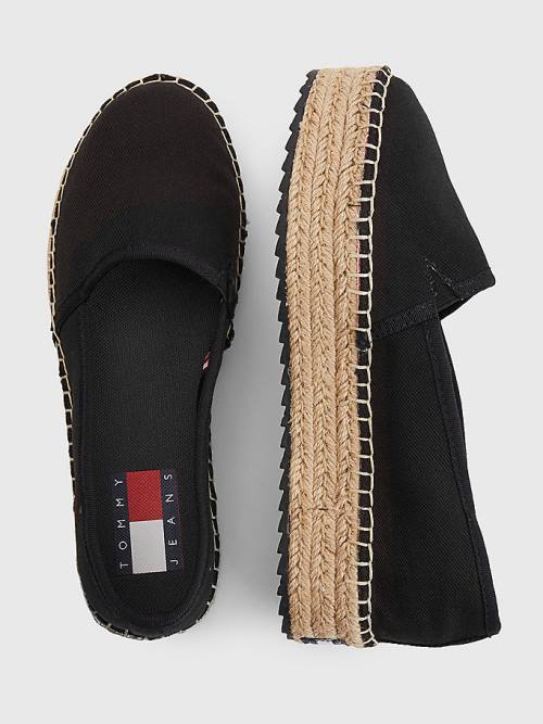 Black Tommy Hilfiger Flatform Espadrilles Women's Loafers | TH189KAR