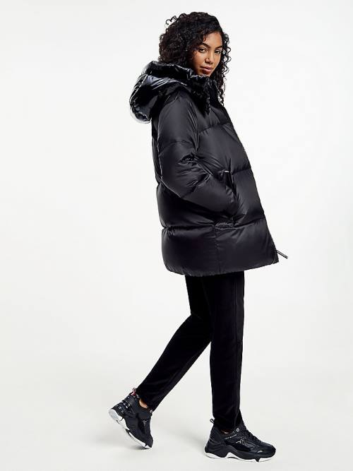 Black Tommy Hilfiger Gloss Matte Down Puffer Women's Jackets | TH942BJN