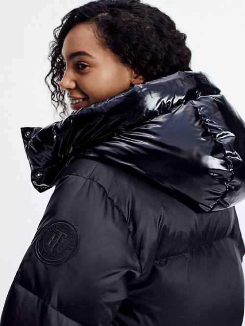 Black Tommy Hilfiger Gloss Matte Down Puffer Women's Jackets | TH942BJN