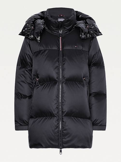 Black Tommy Hilfiger Gloss Matte Down Puffer Women's Jackets | TH942BJN