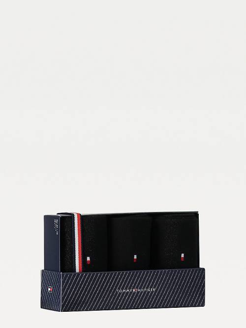 Black Tommy Hilfiger Grid Print Men's Socks | TH178UKZ