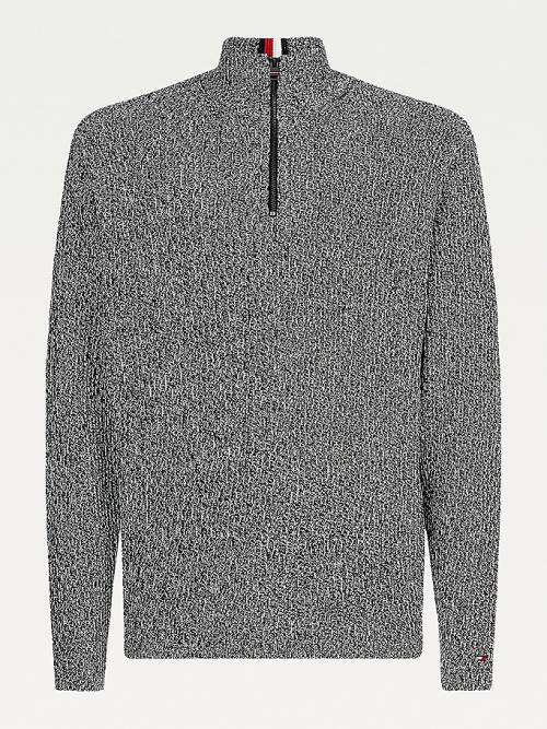 Black Tommy Hilfiger Half-Zip Mock Turtleneck Jumper Men's Sweaters | TH450DQP