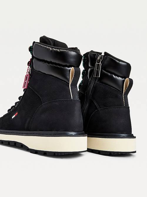 Black Tommy Hilfiger Hybrid Lace-Up Cleat Women's Boots | TH847PZC