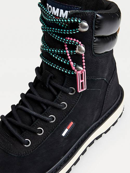 Black Tommy Hilfiger Hybrid Lace-Up Cleat Women's Boots | TH847PZC