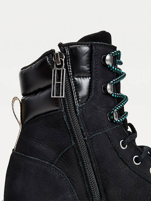 Black Tommy Hilfiger Hybrid Lace-Up Cleat Women's Boots | TH847PZC