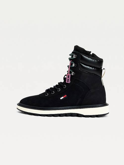 Black Tommy Hilfiger Hybrid Lace-Up Cleat Women's Boots | TH847PZC