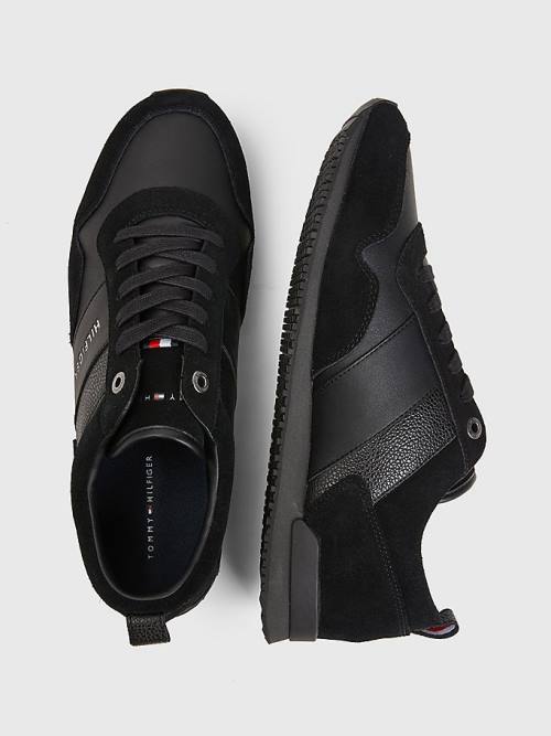 Black Tommy Hilfiger Iconic Lace-Up Men's Sneakers | TH485XGC