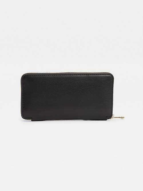 Black Tommy Hilfiger Iconic Large Zip-Around Women's Wallets | TH328BZW